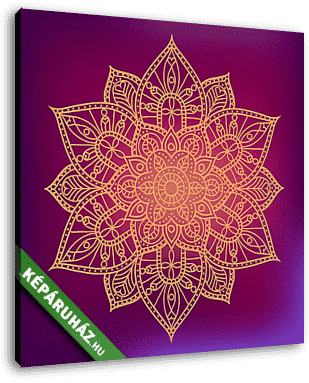 Flower hand drawn mandala graphic element on dark colorful backg - vászonkép 3D látványterv
