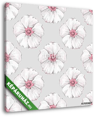 Floral seamless pattern. Watercolor background with white flower - vászonkép 3D látványterv