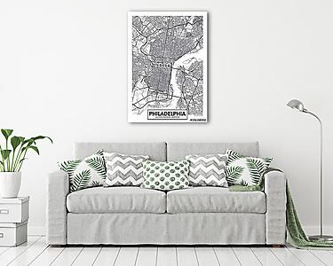 Vector poster map city Philadelphia (vászonkép) - vászonkép, falikép otthonra és irodába