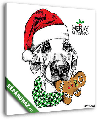 Karácsonyi kutya keksszel - vászonkép 3D látványterv Karácsonyi kutya keksszel - vászonkép 3D látványterv