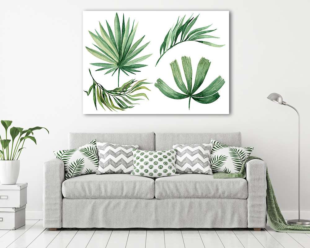 Watercolor illustration of leaves, isolated on white background - vászonkép, falikép vásárlás Watercolor illustration of leaves, isolated on white background (vászonkép) - vászonkép, falikép otthonra és irodába