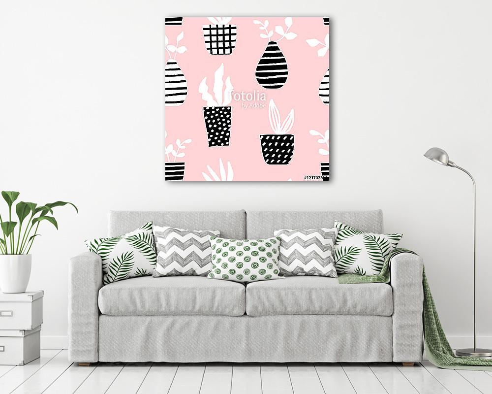 Vases and Pots Seamless Pattern (többrészes kép) - vászonkép, falikép otthonra és irodába