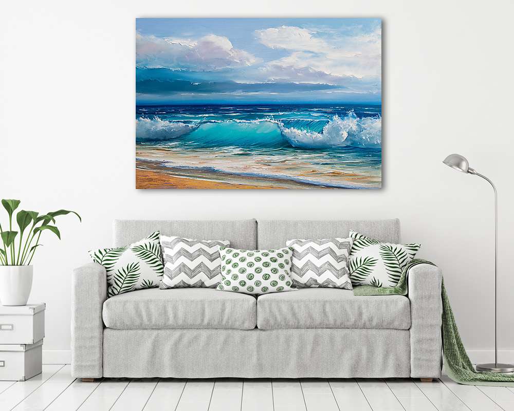 Oil  painting of the sea on canvas. - vászonkép, falikép vásárlás Oil  painting of the sea on canvas. (fotótapéta) - vászonkép, falikép otthonra és irodába