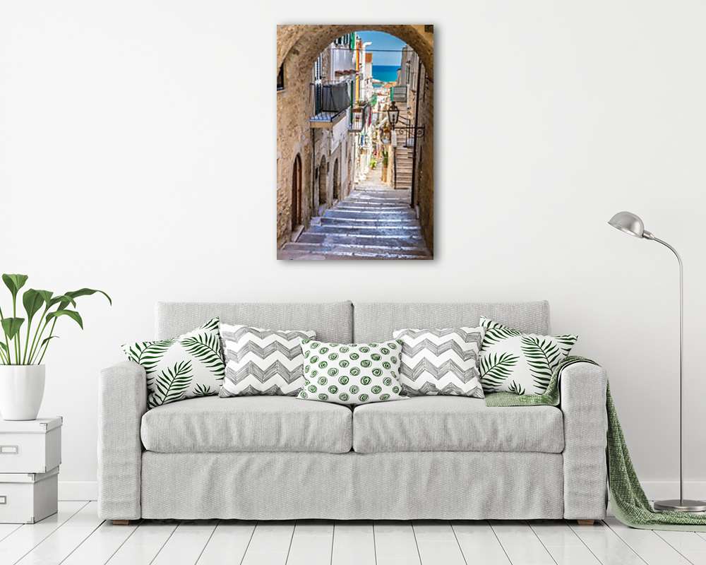 Vieste, Olasztország belváros (többrészes kép) - vászonkép, falikép otthonra és irodába