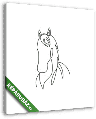 Jólfésült ló portréja (egyvonalas rajz, line art) - vászonkép 3D látványterv