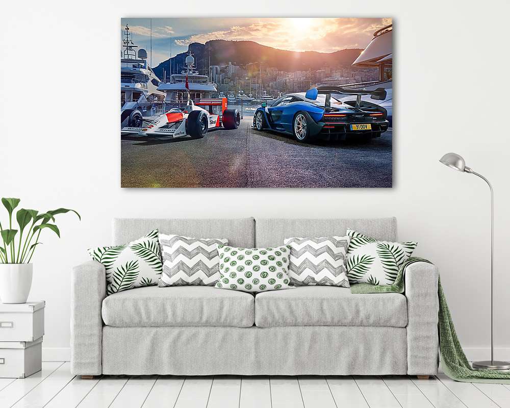 Mclaren Senna és Mclaren F1 2018 - Monaco-ban (vászonkép) - vászonkép, falikép otthonra és irodába