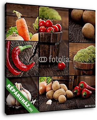 Szerves zöldségek kollázsai - vászonkép 3D látványterv
