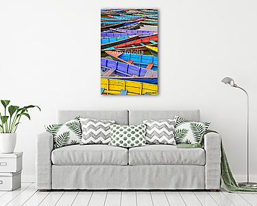 Régi színes csónakok - álló (vászonkép) - vászonkép, falikép otthonra és irodába