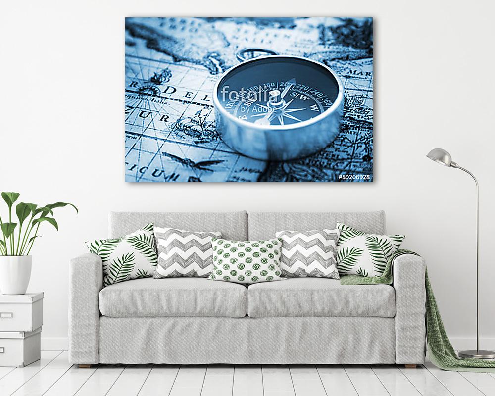 Iránytű a szüreti térképen (poszter) - vászonkép, falikép otthonra és irodába