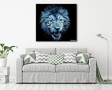 Az oroszlán fraktál digitális művészete (vászonkép) - vászonkép, falikép otthonra és irodába