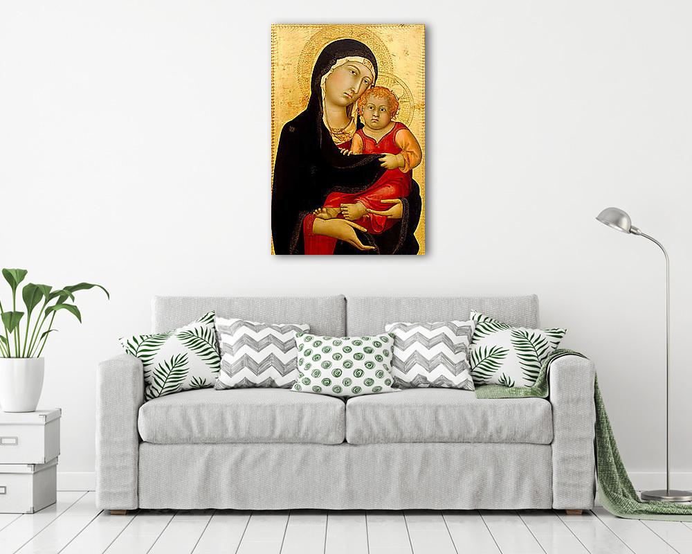 Madonna gyermekével (keretezett kép) - vászonkép, falikép otthonra és irodába