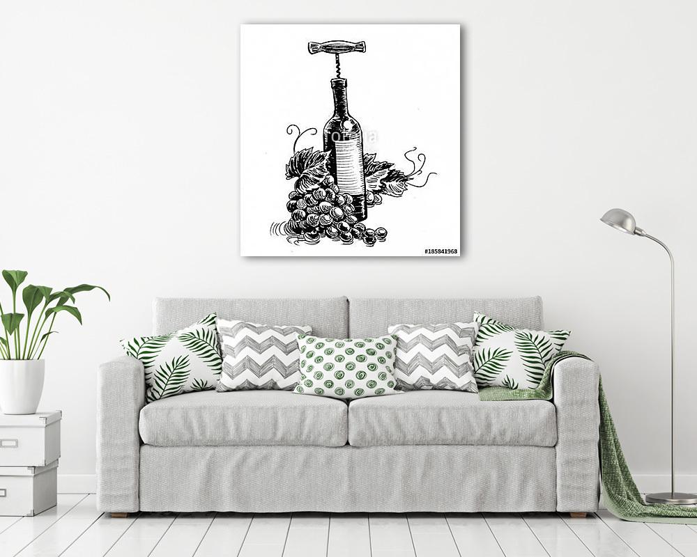 Borospalack dugóhúzóval szőlővel - vászonkép, falikép vásárlás Borospalack dugóhúzóval szőlővel (vászonkép) - vászonkép, falikép otthonra és irodába