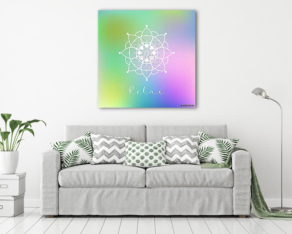 Relax vector illustration with mandala on colorful background - vászonkép, falikép vásárlás Relax vector illustration with mandala on colorful background (vászonkép) - vászonkép, falikép otthonra és irodába