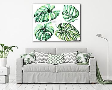 Tropical watercolor leaves set (vászonkép) - vászonkép, falikép otthonra és irodába