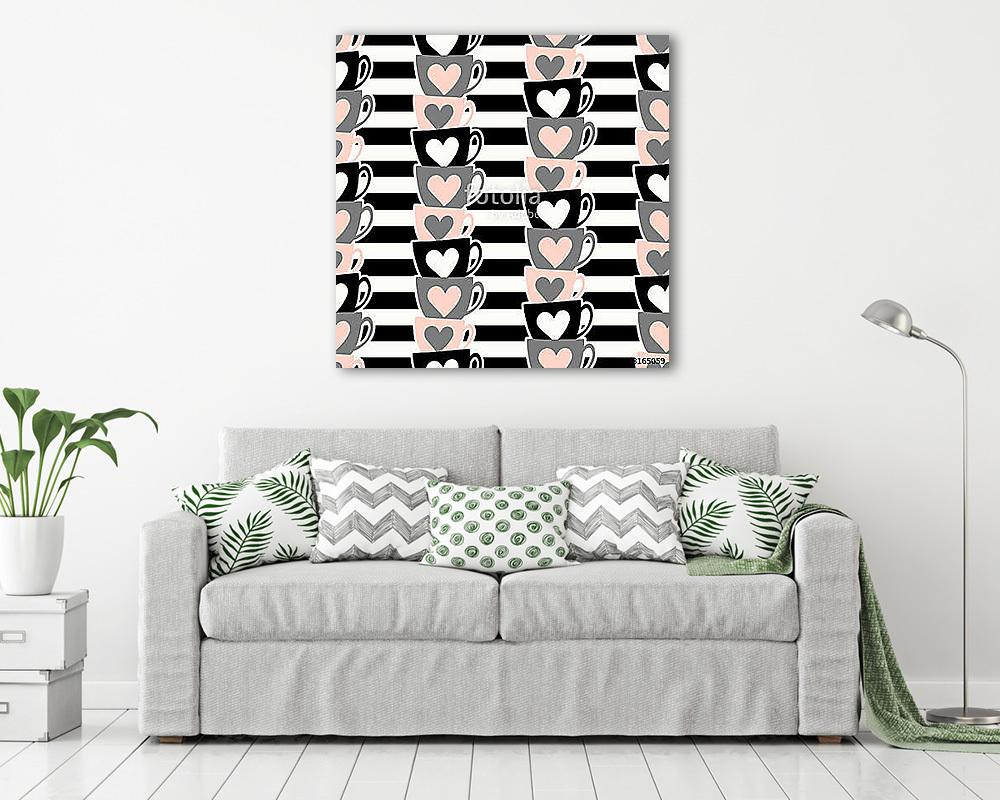Cute Cups Pattern (vászonkép) - vászonkép, falikép otthonra és irodába