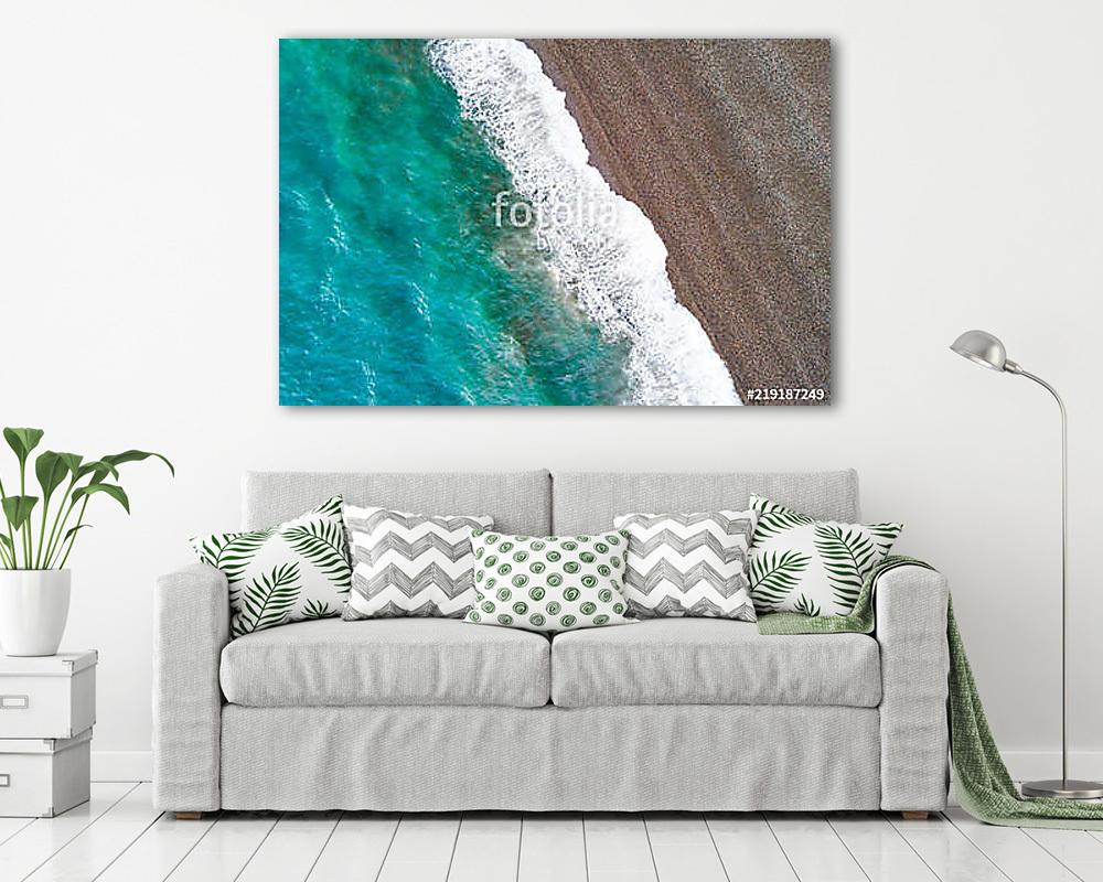 View of a drone at the  Beach,top view aerial drone photo of stunning colored sea beach (többrészes kép) - vászonkép, falikép otthonra és irodába