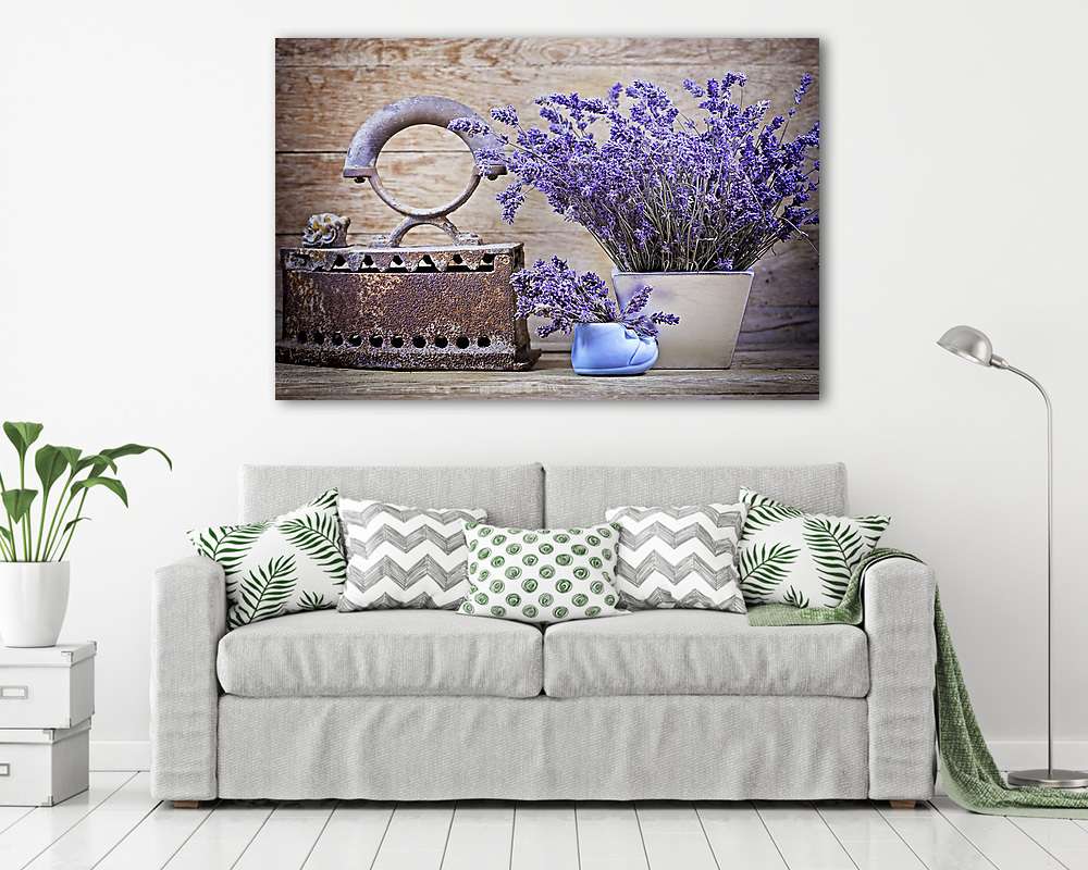 Száraz levendula és rusztikus (rozsdás) vas - vintage stílus (poszter) - vászonkép, falikép otthonra és irodába