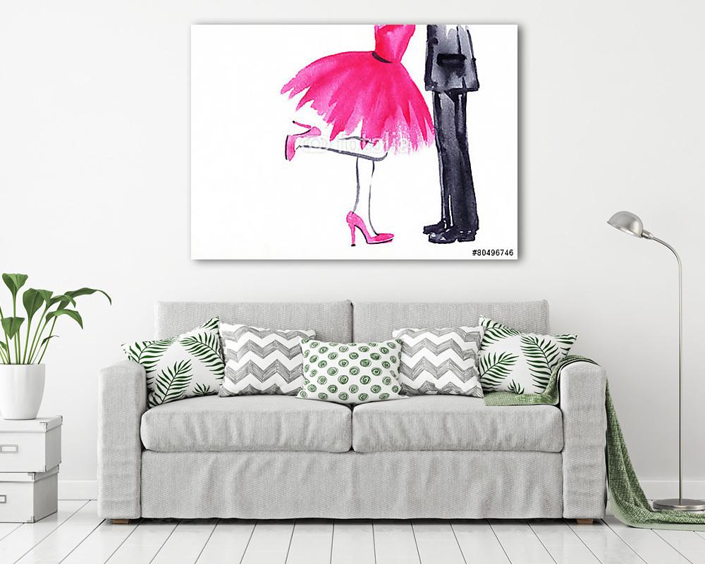 Boldog fiatal szerelmesek. csók (bögre) - vászonkép, falikép otthonra és irodába