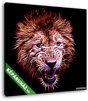Az oroszlán fraktális digitális művészete - vászonkép 3D látványterv