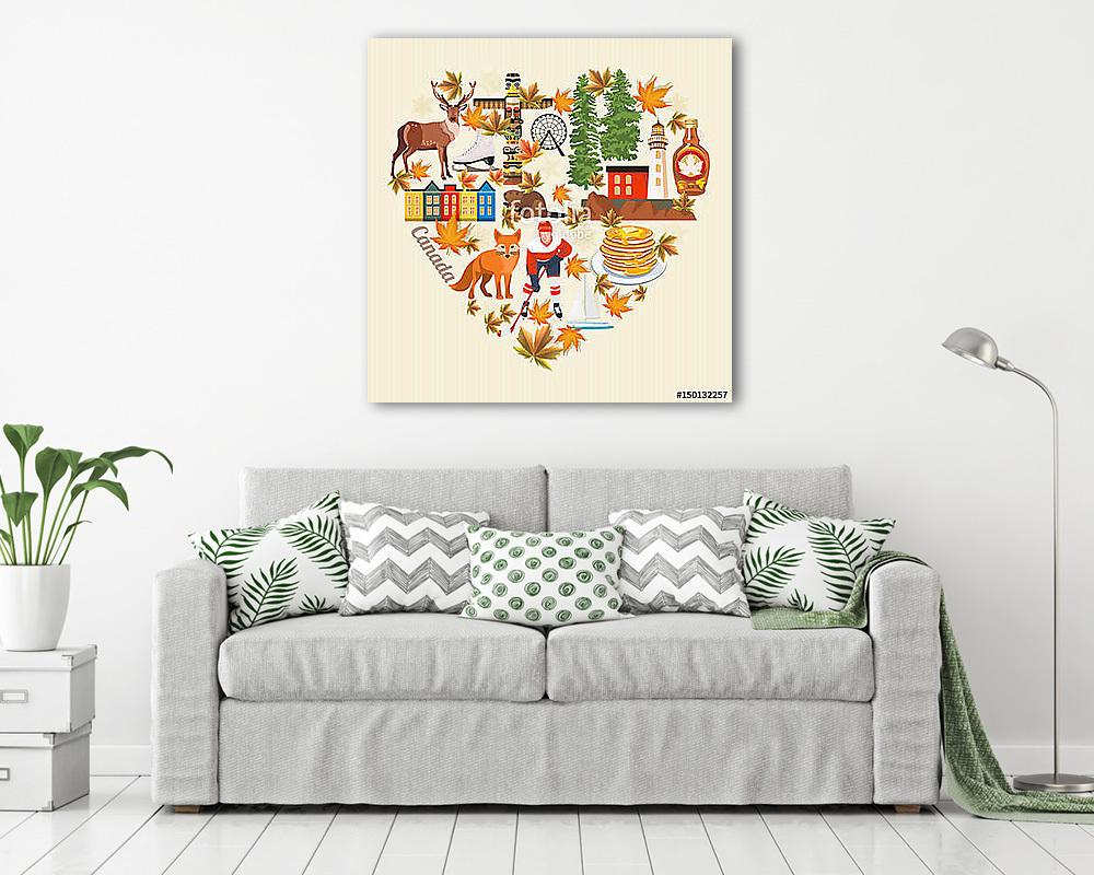 Kanadában. Kanadai vektoros illusztráció. Utazás képeslap. - vászonkép, falikép vásárlás Kanadában. Kanadai vektoros illusztráció. Utazás képeslap. (vászonkép) - vászonkép, falikép otthonra és irodába