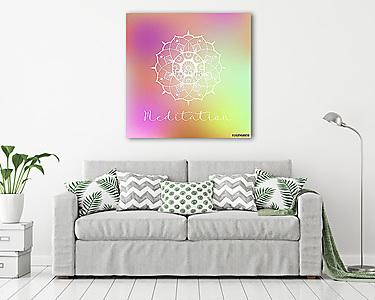 Meditation vector illustration with mandala on colorful backgrou (vászonkép) - vászonkép, falikép otthonra és irodába