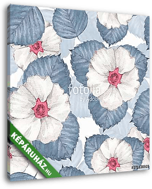 Delicate floral seamless pattern. Watercolor background with whi - vászonkép 3D látványterv