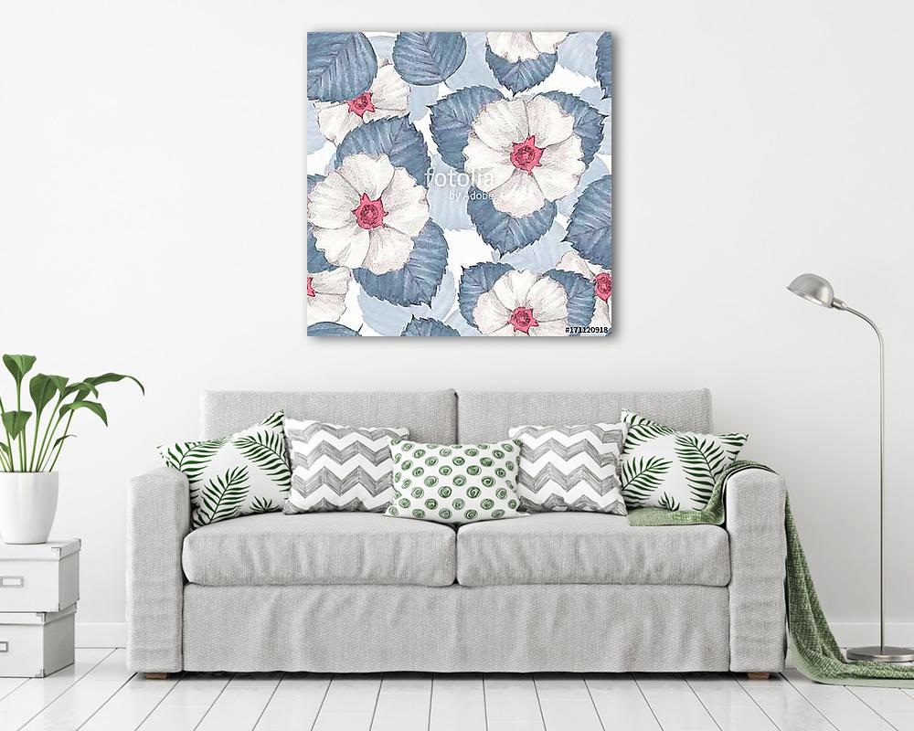 Delicate floral seamless pattern. Watercolor background with whi - vászonkép, falikép vásárlás Delicate floral seamless pattern. Watercolor background with whi (vászonkép) - vászonkép, falikép otthonra és irodába