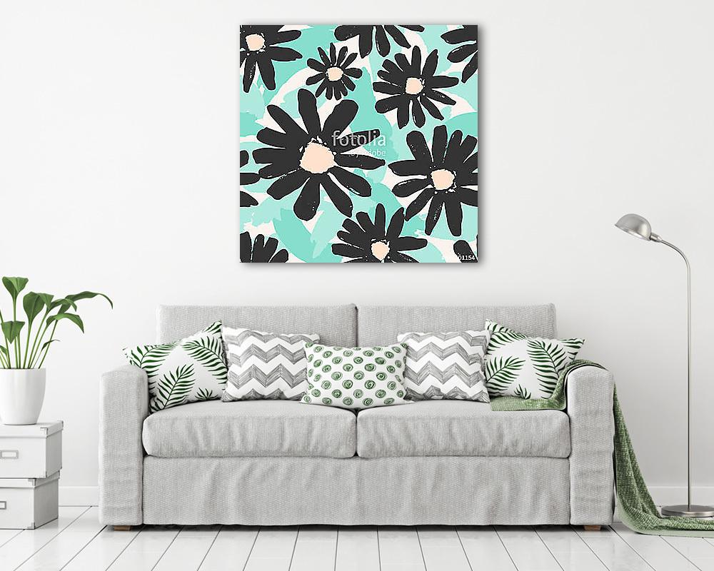 Hand Drawn Flowers Seamless Pattern (többrészes kép) - vászonkép, falikép otthonra és irodába