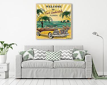 Welcome to Fort Lauderdale, Florida retro poster. (vászonkép) - vászonkép, falikép otthonra és irodába