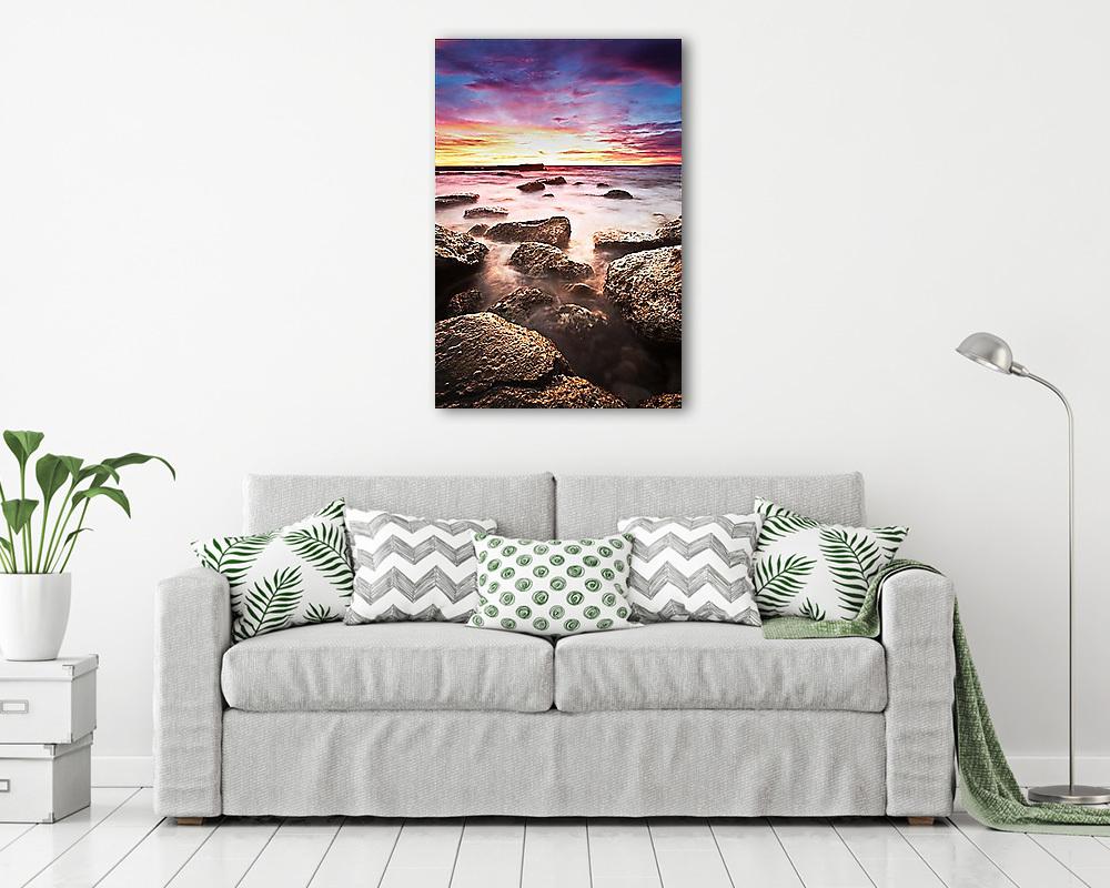 Tengerpart naplementében, Mallorca - vászonkép, falikép vásárlás Tengerpart naplementében, Mallorca (vászonkép) - vászonkép, falikép otthonra és irodába