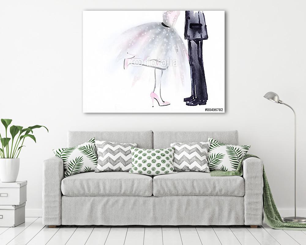 Boldog fiatal szerelmesek. csók (többrészes kép) - vászonkép, falikép otthonra és irodába