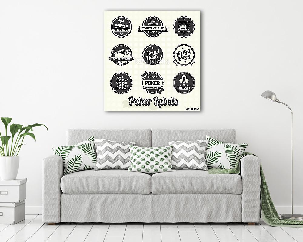 Vector Set: Retro Poker címkék és ikonok - vászonkép, falikép vásárlás Vector Set: Retro Poker címkék és ikonok (vászonkép) - vászonkép, falikép otthonra és irodába