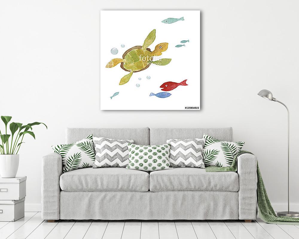 Vízalatti világ fehér háttérrel - vászonkép, falikép vásárlás Vízalatti világ fehér háttérrel (vászonkép) - vászonkép, falikép otthonra és irodába