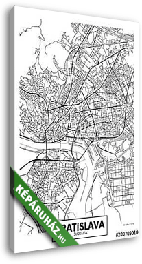 Detailed vector poster city map Bratislava - vászonkép 3D látványterv