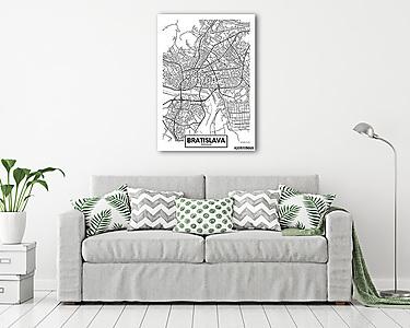 Detailed vector poster city map Bratislava (vászonkép) - vászonkép, falikép otthonra és irodába