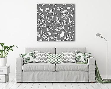 Hand Drawn Floral Seamless Pattern (vászonkép) - vászonkép, falikép otthonra és irodába