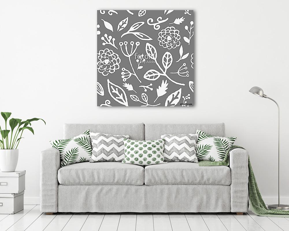 Hand Drawn Floral Seamless Pattern (vászonkép) - vászonkép, falikép otthonra és irodába