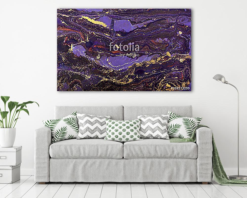Marble abstract acrylic background. Violet marbling artwork texture. Marbled ripple pattern. (bögre) - vászonkép, falikép otthonra és irodába