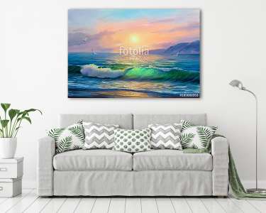 Seascape  painting .Sea wave. (vászonkép) - vászonkép, falikép otthonra és irodába