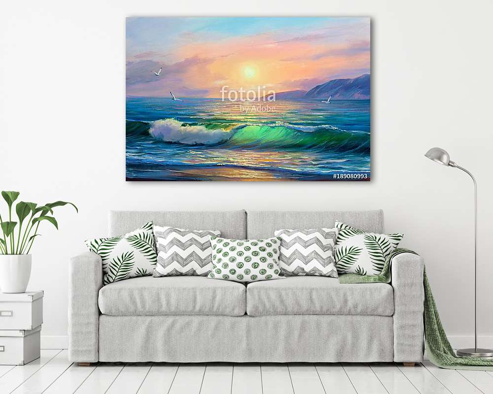Seascape  painting .Sea wave. (vászonkép) - vászonkép, falikép otthonra és irodába
