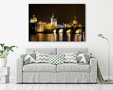Prága esti fényei (vászonkép) - vászonkép, falikép otthonra és irodába