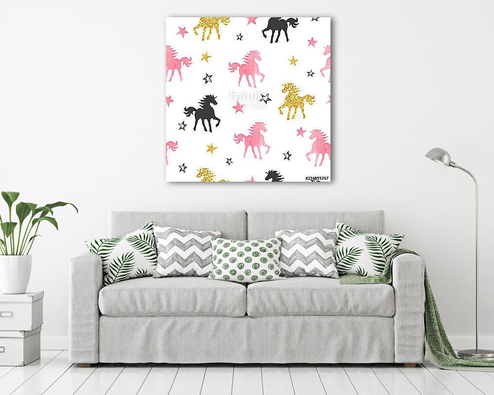 Unikornisos tapétaminta - vászonkép, falikép vásárlás Unikornisos tapétaminta (vászonkép) - vászonkép, falikép otthonra és irodába