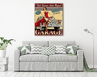 Vintage garage retro poster (vászonkép) - vászonkép, falikép otthonra és irodába