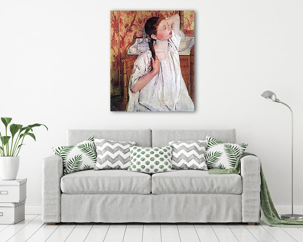 Haját igazító lány (vászonkép) - vászonkép, falikép otthonra és irodába