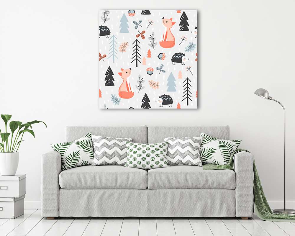 Erdei kisállatok tapétaminta (vászonkép) - vászonkép, falikép otthonra és irodába