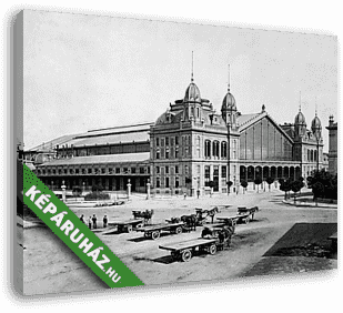 A Nyugati pályaudvar a Nyugati tér felől nézve (1880-1887 között) - vászonkép 3D látványterv