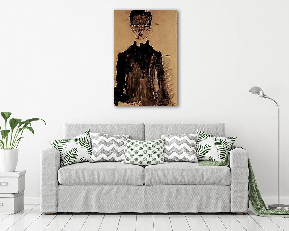 Egon Schiele önarcképe fekete köntösben - vászonkép, falikép vásárlás Egon Schiele önarcképe fekete köntösben (bögre) - vászonkép, falikép otthonra és irodába