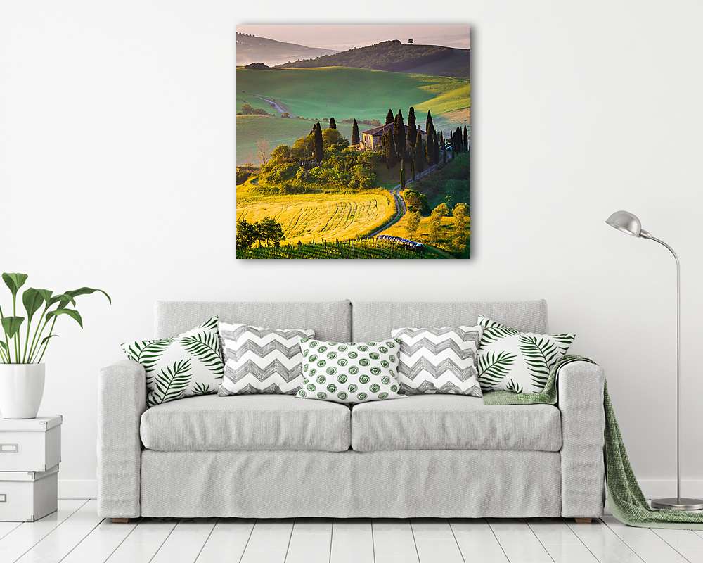Toszkána, reggel Val d 'Orcia-ban - vászonkép, falikép vásárlás Toszkána, reggel Val d 'Orcia-ban (vászonkép) - vászonkép, falikép otthonra és irodába