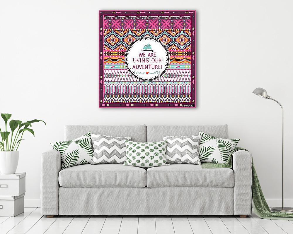 Hipster zökkenőmentes törzsi mintázat geometrikus elemekkel (fotótapéta) - vászonkép, falikép otthonra és irodába