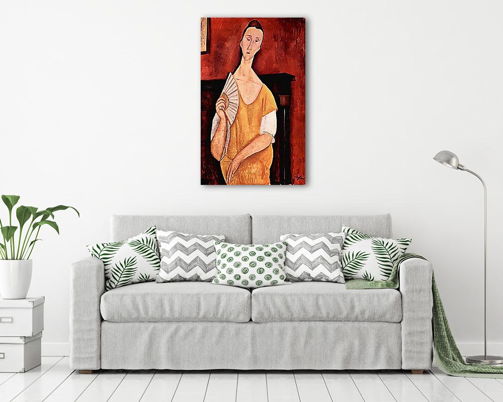 Lunia Czechowska portréja, legyezővel - vászonkép, falikép vásárlás Lunia Czechowska portréja, legyezővel (többrészes kép) - vászonkép, falikép otthonra és irodába